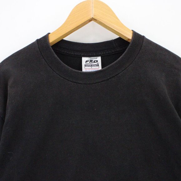 Vintage Pro 5 Super Heavy Shirt Mens Solid Black Long Sleeve Crewneck Large L - Picture 2 of 8